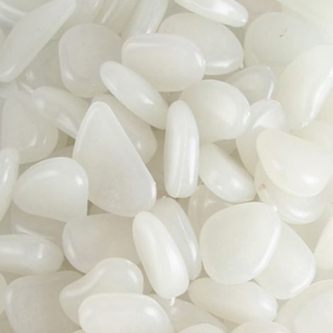 300 Pièces Pierre Lumineuse Galet Lumineux Cailloux Brillants dans Le Noir pavés pour Maison Jardin Passerelle Aquarium Patio Pelouse Décoratives Blanc 17-13mm (1/5)