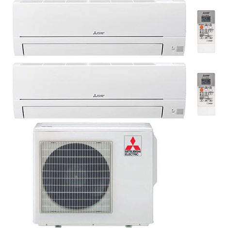 Climatizzatore Condizionatore Mitsubishi Linea Smart R32 MSZ-HR Dual Split Inverter 9000 + 18000 BTU con U.E. MXZ-3HA50VF Classe A++/A+