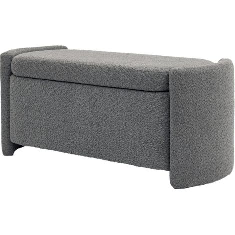 Chaise Banc avec Rangement Gris Velours 105x44x45 5cm Transformable en Lit Coffre de Salon ou Chambre Coussin Rembourré et Couvercle Integré Design et Pratique (1/5)