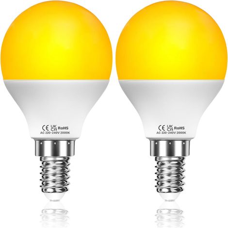 Ampoule LED E14 Blanc Chaud 2000K, 3W G45 Non-dimmable Ampoule Sommeil Anti Lumière Bleue, Ampoules E14 Veilleuse Enfant pour Lampe de Chevet, Lampe de Lecture, Chambre de Bébé(Lot de 2) (1/5)