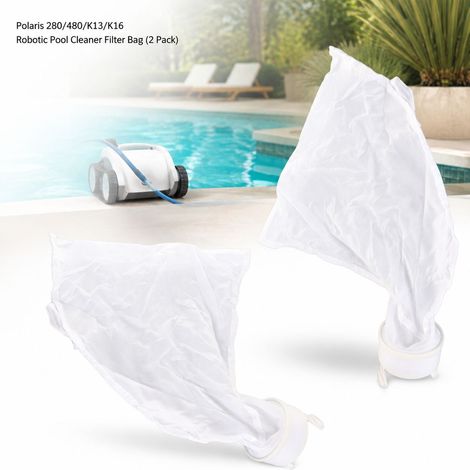 Sac filtrant pour robot piscine Polaris 280 480 K13 K16, lot de 2 sacs en nylon avec fermeture éclair renforcée, accessoire nettoyage (1/5)