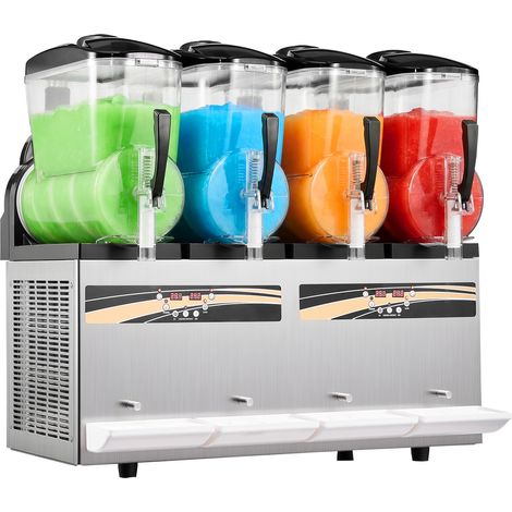Mophorn Macchina per Granite e Bevande Ghiacciate 4x12L, 1650 W, con Funzione Autopulente per Succo, Frullati, Cocktail e Altre Bevande, Ideale per Feste, Eventi e Bar