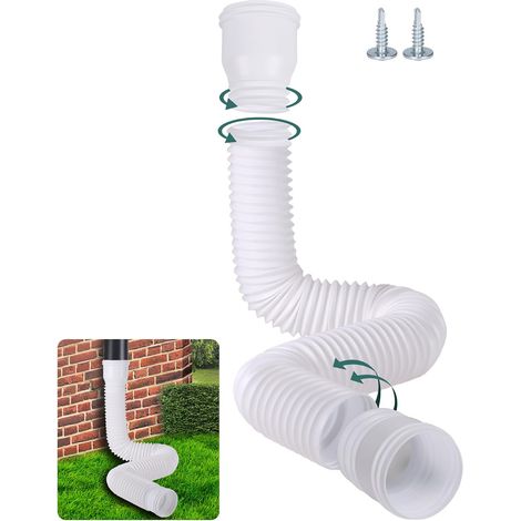 Rallonge Gouttière Flexible, Ronde Kit D'Extension De Tuyau De Pluie pour Descente De 80/100 mm, Tuyau Gouttière Souple, 47-150 cm, Accessoires pour Gouttières (Blanc, 1 Pièce) (1/5)