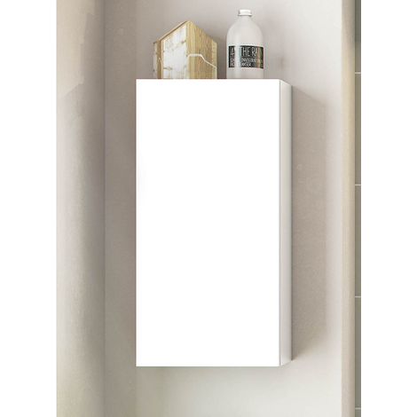 Pegane – Armoire murale de salle de bain 30 cm – 1 porte blanche – Longueur 30 x Profondeur 16 x Hauteur 60 cm – Panneaux mélaminés 15mm