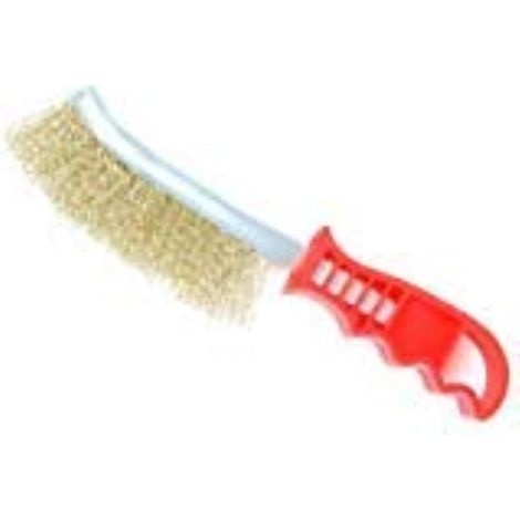 Brosse métallique à manche plastique, brosse en fil d’acier ou fil cuivré, outil de nettoyage pour dérostage, nettoyage barbecue et élimination des résidus (1/4)