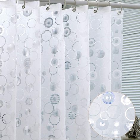 Cortina de ducha EVA para baño, 182,9 x 182,9 cm, burbuja esmerilada 3D, impermeable y resistente, cortinas de ducha de plástico grueso, 12 (1/5)