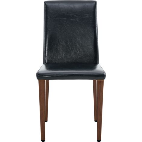 Set de 6 sillas de comedor modernas de polipiel negra y metal efecto nogal (1/5)