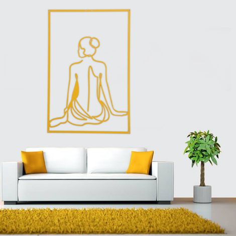 Decoración de pared metálica, mujer minimalista, figura lineal moderna, 45 x 30 cm, para salón y oficina, 262–289 g, 1 pieza (1/5)