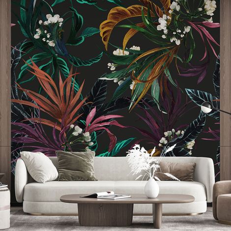 Papier peint panoramique - Fleurs tropicales - 130 cm x 130 cm (1/4)