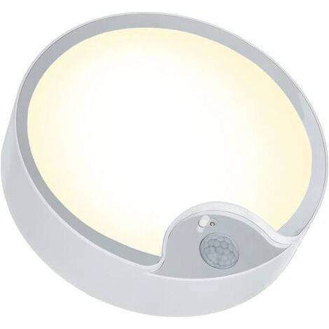 Plafonnier LED à Détecteur de Mouvement, Lampe de Plafond Intérieure Super Lumineuse à Piles, pour Grenier, Buanderie, Garage, Couloir, Escalier, 19cm 300LM lumière chaude (1/5)