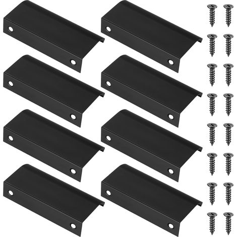 8 Pièces de Poignées de Meubles, Poignées de Placard Noires, Poignées Cachées de 80mm pour Armoires de Cuisine,Poignées de Tiroir, Poignées de Porte pour Tiroir Placard Meubles, avec Vis (1/5)