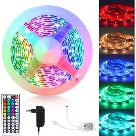 Jiubiaz 3M LED Streifen Leiste set LED Strip LichtBand RGB Lichterkette 30LEDs 5050SMD mit 44 Tasten Fernbedienung