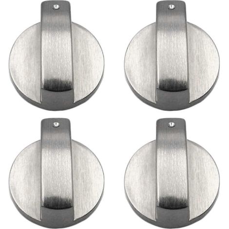 Boutons de réglage pour cuisinière à gaz, lot de 4, en métal, 6 mm, couleur argentée (1/5)