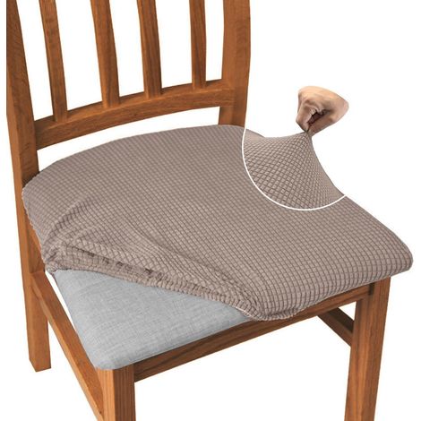 Esszimmerstuhl Sitzbezüge 4er Set Sand, Stretch Jacquard Sitzschoner (1/5)