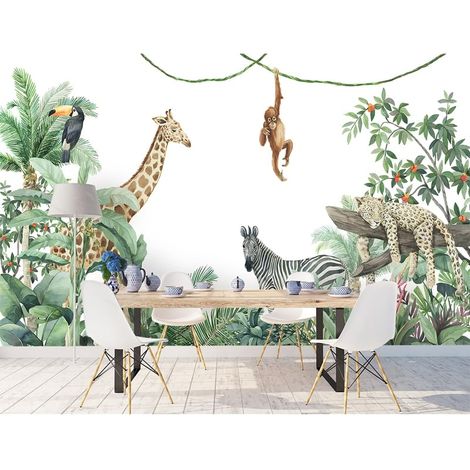 Papier Peint Enfant - Aventure Animale en Jungle - 150 x 250 cm (1/2)