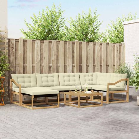 vidaXL Outdoor-Sofagarnitur 7 pcs Weiß und Creme 79 x 79 x 37 cm (1/5)