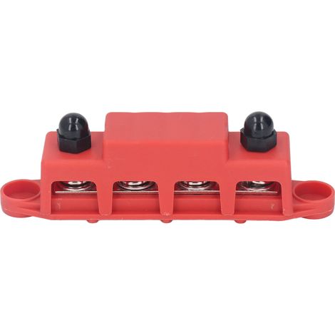 Bloc de distribution d'alimentation 4 positions à plots M10 pour véhicules, camping-cars et bateaux, 250A 48VDC, rouge (1/5)