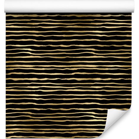 Carta da parati con motivo tropicale nero e oro, ocra, nero e giallo, 50x1000 cm (1/5)