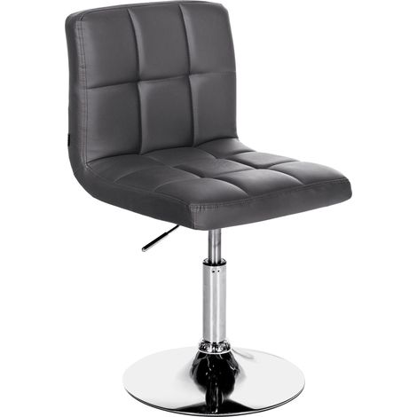 Silla de comedor x1 regulable en altura diseño moderno pespuntes decorativos en PVC negro base metálica 100005499 (1/5)