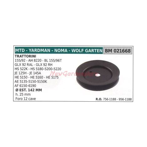 Polea para tractor cortacésped 155/92 AH 8220 MTD 021668