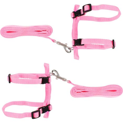 (Rosa) Set mit 2 Kaninchengeschirren, Kaninchenhalsband, verstellbarer Haustierleine, Kleintierleinen (1/5)