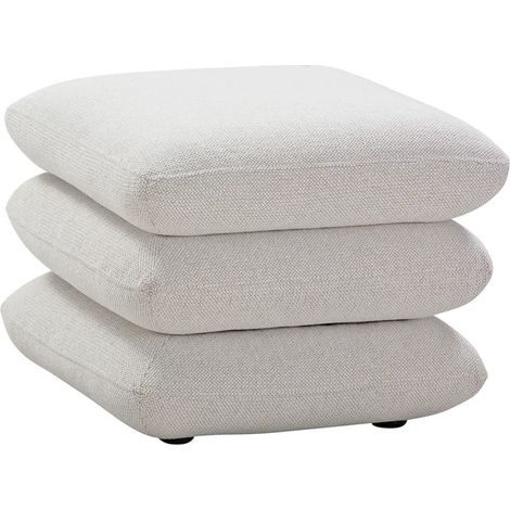Pouf carré pivotant coussins empilés tissu chenille écru – LOUELLA