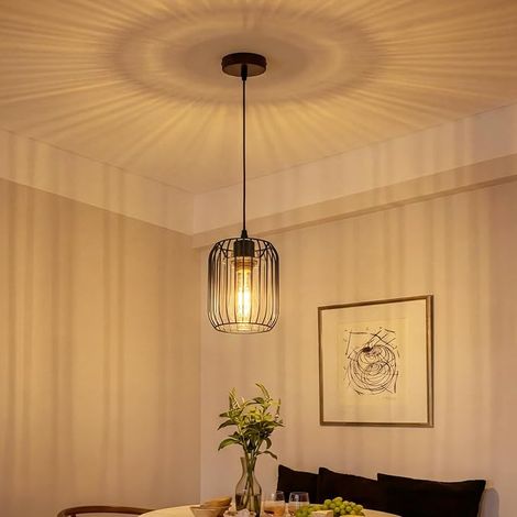 ZMH Luminaire Suspendu Rétro Sombre Support E27 Structure Verre Déco Intérieure Style Ancienne 1 Source Lumineuse Tendance Industrielle Espace Repas Cuisine Sans Ampoule (1/5)