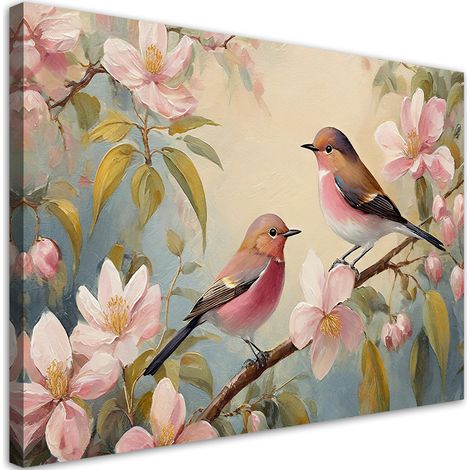 Tableau déco Oiseaux animaux vintage 90x60 (1/5)