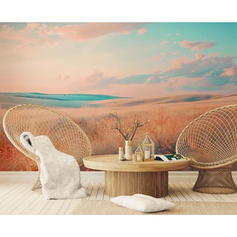 Papier peint nature – Champ pastel horizon - 150 x 250 cm (1/2)