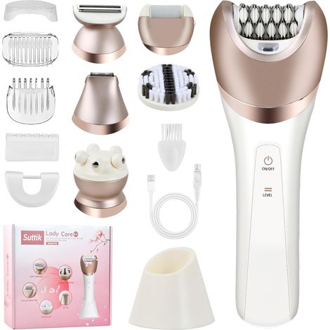 6 en 1 Rasoir Electrique Femme, Tondeuse Intime Sans Douleur, Tondeuse Bikini Femme IPX7 Étanche, USB Rechargeable, Épilateur pour Visage, Bras, Jambes, Aisselles (1/5)