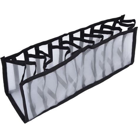 Boîte de rangement en filet pour soutiens-gorge, séparateur de tiroir pliable et multifonctionnel pour sous-vêtements, culottes et chaussettes, 11 compartiments (1/5)