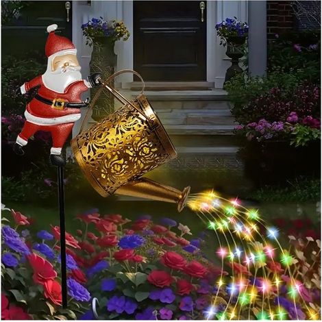 Lampes solaires extérieures avec support décoratif du Père Noël ,Lampes solaires étanches Jardin, Guirlandes lumineuses extérieures (1/5)