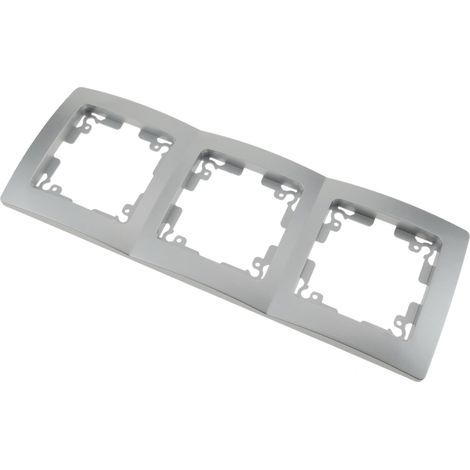 BeMatik - Plaque de finition triple pour 3 mécanisme encastrable 225x80mm série Lille argent et gris (1/3)