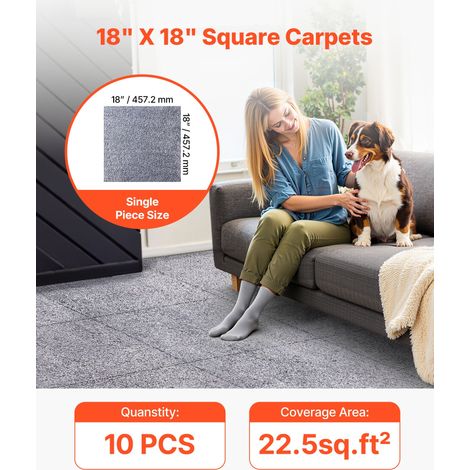 Dalle de Moquette Autocollante, 45,7 x 45,7 cm, Lot de 10, Couverture 2 ㎡, Épaisseur 12 mm, à Poils Ras, Revêtement de Sol Doux Mod… (1/5)