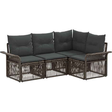 Gartensofa-set 4 pcs Grau Poly-Rattan vidaXL