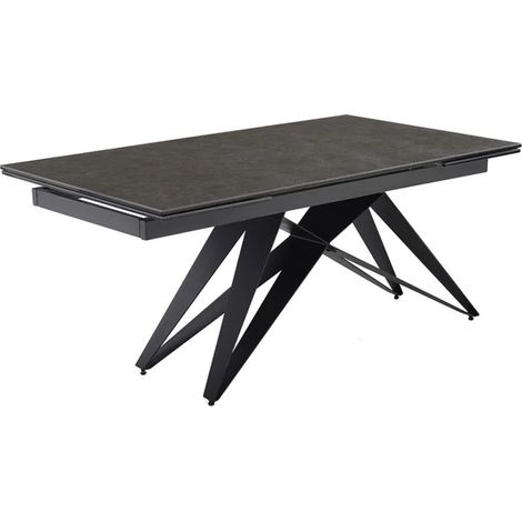 Table extensible 180 à 260 cm céramique gris anthracite pied géométrique - UTAH 03 (1/5)