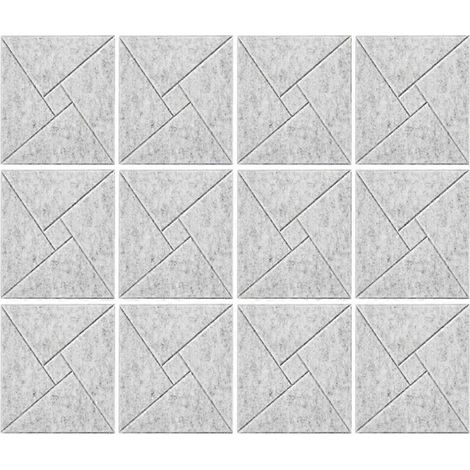 Packung mit 12 selbstklebenden Akustikpaneelen, 30,5 x 30,5 x 1 cm, aus schallabsorbierendem Schaumstoff, für Wände (grau). (1/5)