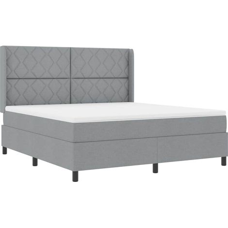 Box Spring Bed with Cushion Light Grey 200 x 180 cm Fabric vidaXL (1/5)