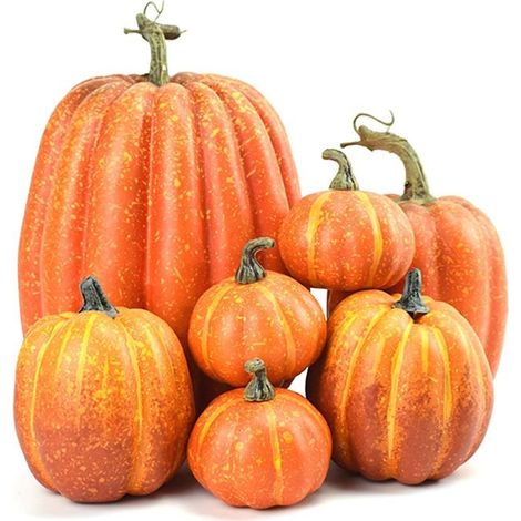 Ensemble de décoration de citrouilles de simulation d'Halloween 7 pièces Modèle de citrouille de simulation Décoration,orange (1/5)