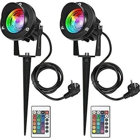 10-W-RGB-LED-Außenstrahler mit Erdspießen, IP65 wasserdichte Gartenleuchten, 2er-Pack (1/5)