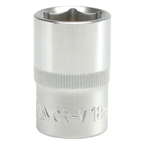 Vaso corto cromado de 6 puntas de 1/2'' (18 mm) - YT-1211