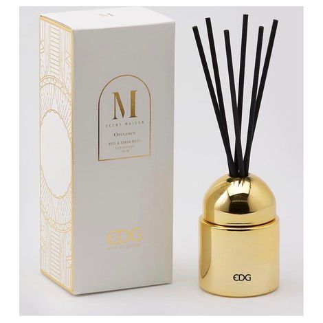 EDG Enzo De Gasperi Profumatore Ambiente Opulence Cupola Bottiglia Oro Specchio 200 Ml Rose Sandalwood