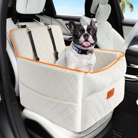 Siège auto pour chiens de petite et moyenne taille – Siège rehausseur en mousse à mémoire de forme avec coussin épais pour chiens de moins de 15,9 kg, amovible et lavable avec poches de (1/5)