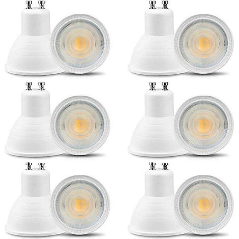 Lot de 12 ampoules LED GU10 6W 220-240V, blanc chaud 3000K, 600lm, équivalent aux ampoules halogènes 50-60W, non dimmables, faisceau concentré, angle de diffusion de 30°. (1/5)