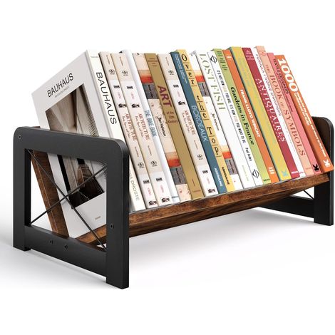 Schräges Tischregal aus Holz, kleines Bücherregal für den Schreibtisch, tragbare Mini-Bibliothek zur Präsentation von Büchern, Kochbüchern, Kinderbüchern, Aufbewahrung im Büro und zu Hause, rustikales (1/5)