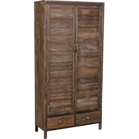 Armario de madera marrón de 2 cajones y 2 puertas 89x36x180,5h cm