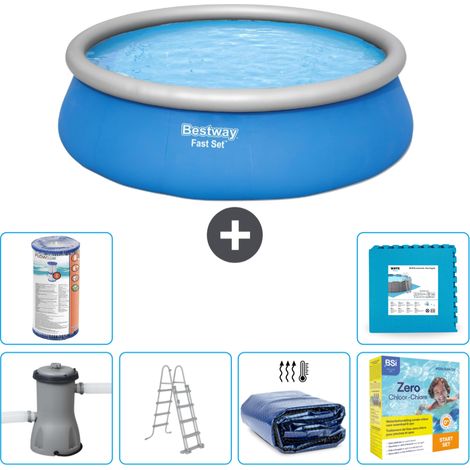 Piscine gonflable ronde Bestway à réglage rapide - 457 x 122 cm - Bleue - Comprend des Accessoires CB26 (1/5)
