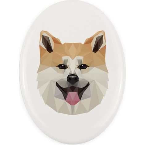 Akita, Akita Inu - una piastrella geometrica con foto e iscrizione di Art-Dog (1/4)
