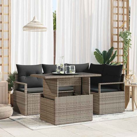 Teenpull – Gartensofa-set 5 Stk. Grau Poly Rattan (1/5)