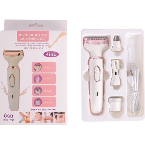 Rasoir électrique pour femme, tondeuse bikini, rasoir sans fil 4 en 1 pour le visage, les jambes, les aisselles et les poils courants – Utilisation sur peau sèche ou humide, épilation indolore. (1/5)